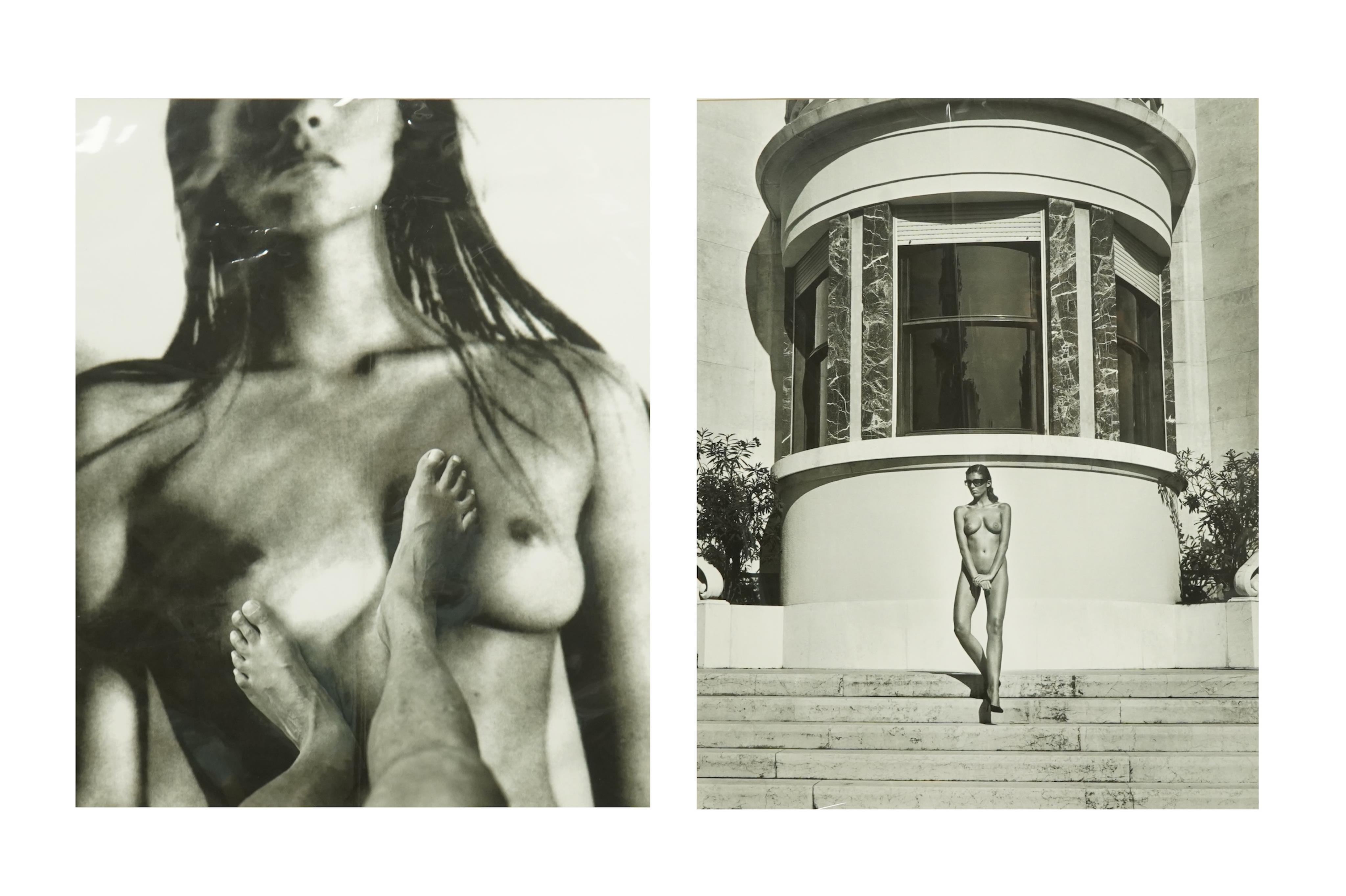 Helmut Newton (1920-2004), La Petite Melancolie & nude from Naked and Dressed, photolithographs (2), 57 x 46cm and 56 x 45cm